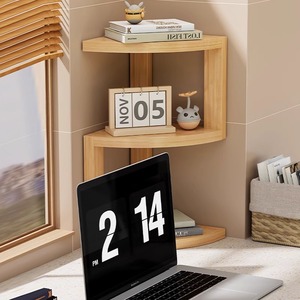 Wooden Corner <b>Shelf</b> 3 Tier Standing Type For <b>Bedroom</b> Study Storage Organizer Durable Polygon Shape - Product Image 2