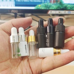 Botella vacía con gotero de cristal, de 1ml frasco vacío, 2ml, 3ml, 5ml, para muestra de cosméticos, transparente, blanco y negro, botella de suero de aceite esencial con pipeta - Product Image 2