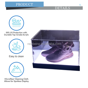 Étagère en verre avec éclairage LED personnalisé, boîte de rangement pour chaussures de sport, boîte à chaussures géante - Product Image 2