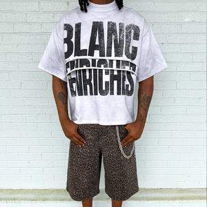 Haute qualité personnalisé poids lourd t-shirt coton Streetwear col épais surdimensionné recadrée Boxy graphique hommes T-Shirts - Product Image 1