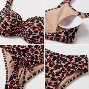 Women Metallic Dot Print <b>Bikini</b> <b>Set</b> Halter Neckline <b>Triangle</b> Top Thong Bottom With Star Decoration Stretch Swimwear - Product Image 3