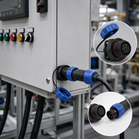 Connecteur circulaire d'aviation étanche IP67 SD13, fiche et prise 2, 3, 4, 5 broches, PA66 GF30 pour l'automatisation industrielle