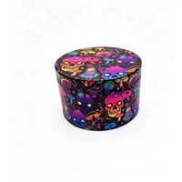 Meilleure vente transfrontalière : Grinder à tabac en alliage de zinc à quatre couches, 63MM 50MM 40MM, imprimé UV, motifs variés, vente en gros