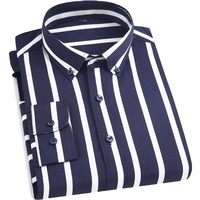 Neue Frühlingsmode Lässiges Herren-Streifenhemd Stretch-Hemd Business-Stil Langarmhemd