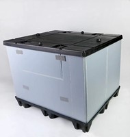 Caisse de palette en plastique robuste pliable, empilable, en PP, pour la logistique, boîte de manutention, compatible chariot élévateur, conteneur de stockage pour marchandises en vrac