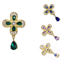 Nouveau trèfle bijoux à bricoler soi-même accessoires goutte d'eau pendentif alliage verre pierres précieuses incrusté diamants croix cheveux vêtements accessoires