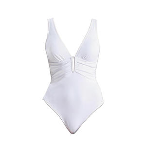 2025 Bikini Sexy para mujer con cuello en V y espalda descubierta con lazo cruzado en la espalda Color sólido Slim Fit secado rápido impermeable para vacaciones en la playa - Product Image 6