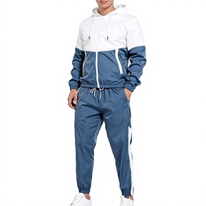 Conjunto de Sudadera con Capucha y Bloques de Color para Hombre, Atuendo Casual Deportivo Transpirable de Punto 100% Algodón French Terry 320g para Invierno - Product Image 3
