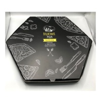 Boîte à pizza jetable 12 x 12 cm, logo noir personnalisé imprimé, grande boîte à pizza écologique en papier kraft ondulé 40x40 cm, boîte à pizza de 12 pouces