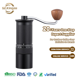 Molinillos de café portátiles con logotipo personalizado de lujo Kingze SUS420, rebabas cónicas, molinillo de café Manual de ajuste externo negro mate - Product Image 1