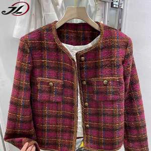 Hete Verkoop Zware Dobby Tweed Kleurrijke Geweven Polyester Geruit Stof Voor Jas, Jurk, Tas Blazer - Product Image 2