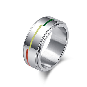 Anillo giratorio de acero de titanio con diseño de arcoíris para hombre, joyería única y popular para aliviar el estrés, diseño exclusivo y novedoso. - Product Image 1