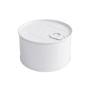 Lattina di tonno vuota in metallo argentata rotonda con anello di apertura, all'ingrosso, con coperchio a strappo e facile apertura - Product Image 6