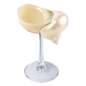 Verre à <span class=keywords><strong>martini</strong></span> et à vin en coquille de conque fait main, style minimaliste sur pied haut, artisanat de plage, cadeau - Product Image 2