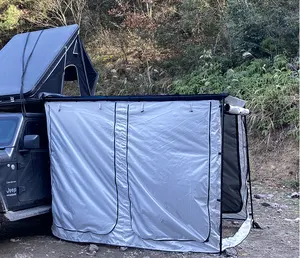 キャンプ用キャンバス側壁付き2m屋外PVCシェルカーサイドオーニング格納式SUVテントオフロード