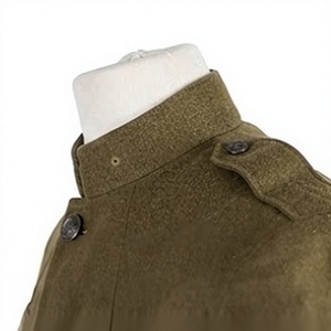 Veste Tunique Uniforme Homme Style Vintage en Laine Enduite à Col Montant Couleur Unie Boutonnée Manches Longues pour Tenue d'Extérieur - Product Image 5