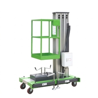 Plateforme élévatrice mobile manuelle à mât unique en alliage d'aluminium de 6m à 12m pour extérieur, élévateur hydraulique à échelle