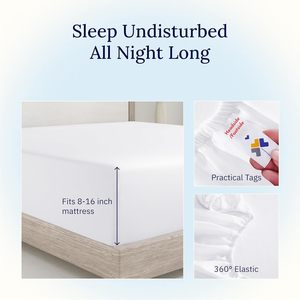 California Design Den Queen Fitted <strong>Sheet</strong> 100% Cotton <strong>400</strong> <strong>Thread</strong> <strong>Count</strong> Sateen Deep Pocket No-Pop Elastic White Plain Style - Product Image 4