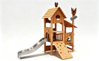 Toboggan en bois durable pour jeux extérieurs, toboggan en bois anti-corrosion pour terrains de jeux publics