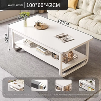 Table basse pour la maison, style minimaliste, rectangulaire, basse, en bois et métal, multifonctionnelle, avec rangement compact, idéale pour les petits salons