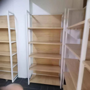 Étagère combinée en acier double face personnalisée conception bois métal pour <span class=keywords><strong>pharmacie</strong></span> supermarché ou magasin de cadeaux présentoir - Product Image 1