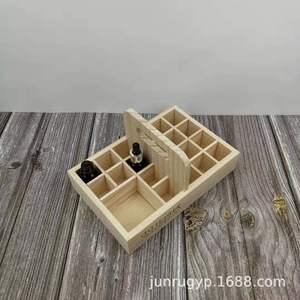 Caja de madera para aceites esenciales, caja de almacenamiento portátil con 20 + 1 compartimentos para cuidado personal, forma rectangular de madera de pino, personalizable - Product Image 1