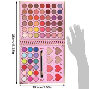 Palette d'ombres <span class=keywords><strong>à</strong></span> paupières 68 couleurs hautement pigmentées avec jeu de pinceaux Palette d'ombres <span class=keywords><strong>à</strong></span> paupières scintillantes mates arc-en-ciel Nude Eye Makeup High - Product Image 1