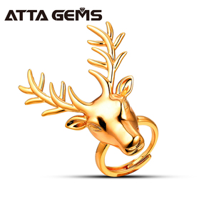 Chapado en oro rosa Reno alce asta de ciervo anillo Unisex tamaño ajustable para la Navidad Año nuevo regalo - Product Image 1