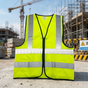 Gilet de sécurité personnalisé en polyester imperméable avec bandes réfléchissantes de couleur personnalisée certifiées ANSI Classe 2 haute visibilité - Product Image 2