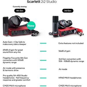 Gói giao diện âm thanh USB Scarlett 2i2 <span class=keywords><strong>Studio</strong></span> thế hệ thứ 4 chuyên nghiệp dành cho nhà soạn nhạc với micro tụ điện và tai nghe - Product Image 2