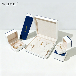 WEIMEI custom logo PU <b>leather</b> jewelry box <b>Leather</b> Engagement Necklace <b>Bracelet</b> Ring Premium Jewellery Packaging - Product Image 4