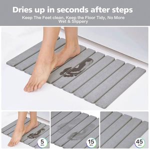 Striped Square <b>Bath</b> Mat Quick Drying Foot Carpet Luxury Home Decor-<b>Foldable</b> Natural Diatomaceous Earth Stone <b>Bath</b> Rug Non-Slip - Product Image 2