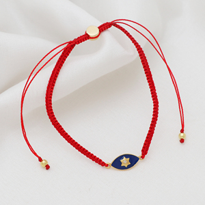 Hot Sale 925 <b>Sterling</b> <b>Silver</b> Macrame <b>Bracelet</b> with Red Enamel Star Charm 18K Gold Plating for Parties and Gifts - Product Image 2