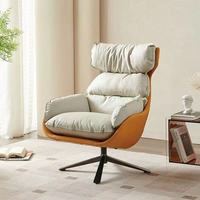 Fauteuil pivotant de luxe léger en métal avec dossier haut et assise rembourrée confortable pour salon, balcon, hôtel