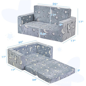 Canapé paresseux pour enfants avec accoudoirs, 2 places, en tissu, mousse haute élasticité, pour chambre, balcon, aire de jeux - Product Image 3