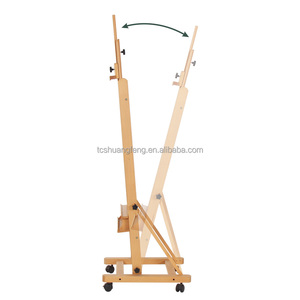 Chevalet de studio en bois en forme de H, pièces de chevalet, Mga Gulong - Support en bois de hêtre à mât réglable, Hawak Ang 48 pouces, toile W02D - Product Image 6