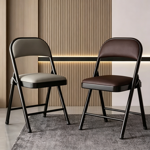 Silla Plegable Negra de Diseño con Estructura Metálica para Fiestas y Restaurantes, Sillas Plegables para el Hogar - Product Image 1