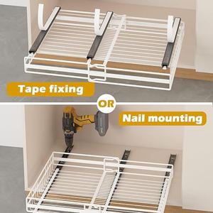 Organizador de gabinete extraíble sin taladro, adhesivo, de ancho ajustable y expandible, estante deslizable para cajones de cocina, para debajo del fregadero o <span class=keywords><strong>despensa</strong></span> - Product Image 4