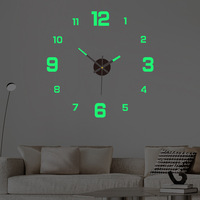 Jam dinding akrilik Digital tunggal Modern, jam dinding rumah pribadi DIY untuk ruang tamu bundar diam, produsen jam kustom
