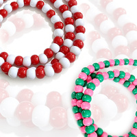 Câble de données USB 3 en 1 à perles rondes bicolores, rouge, blanc, rose, vert, décoratif, fait main, cordon de charge pour téléphone portable