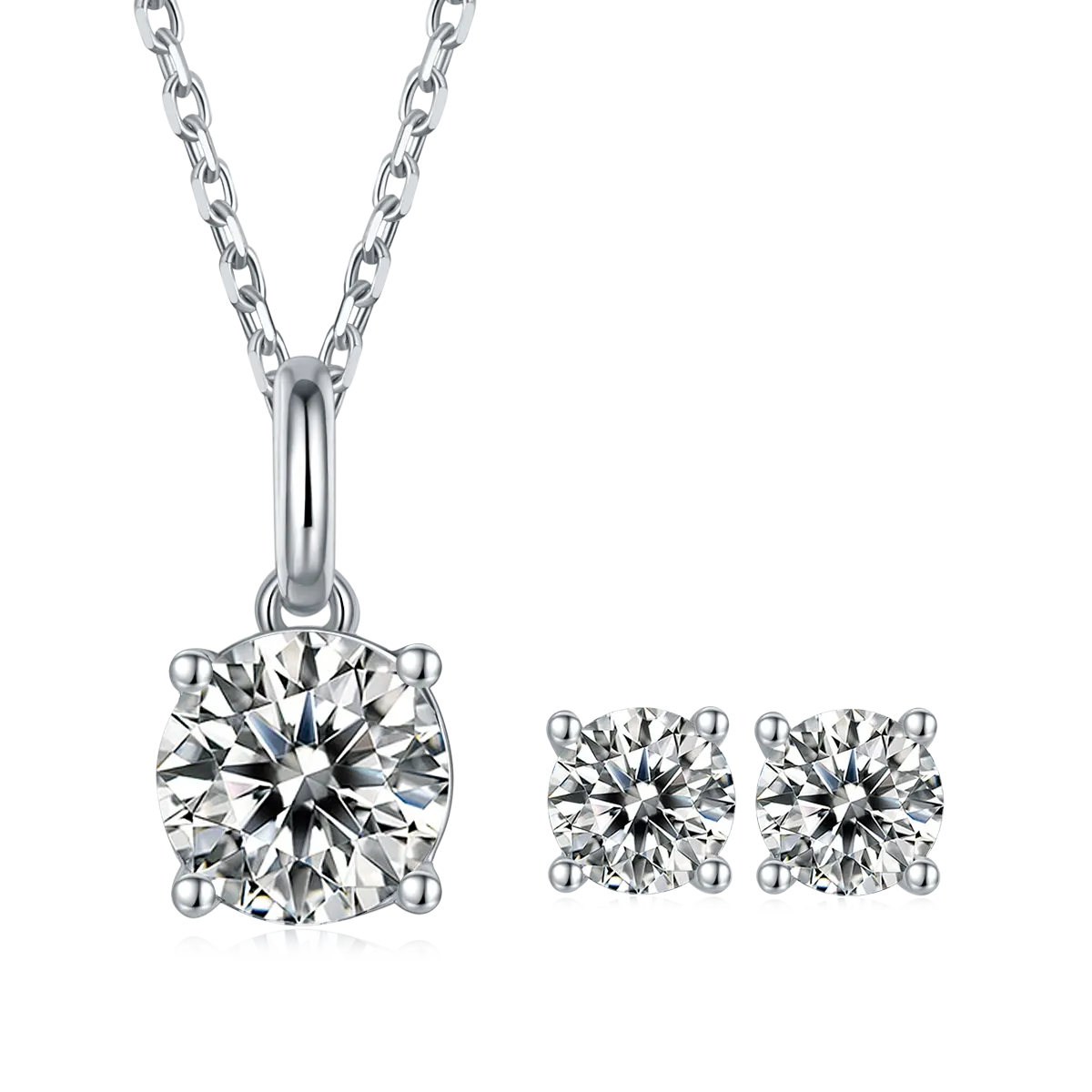 الالتزام 4 الشق الأزياء جولة مويسانيتي الماس 925 فضة حلقة القرط قلادة مجموعات المجوهرات بالجملة للنساء
