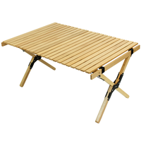 Table de camping en bois EFT-141, table pliante Egg Roll, 60/70/90 cm, table de pique-nique portable pliante en bois pour l'extérieur