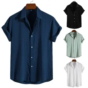 Cotton shirt friendly Solid Soft Terry Short Sleeve Shirt sustainable men's summer short sleeve shirt