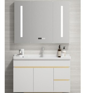 Meuble de salle de bain CR White 100cm avec miroir intelligent et lavabo en céramique - Product Image 1