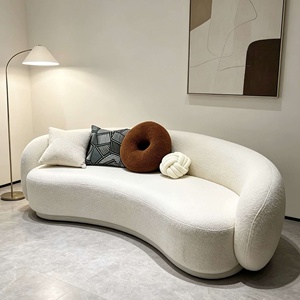 New Design Cheap Price Large Comfortable Velvet Creamy White Modern Three Seat Sectional Sofa Wood Legs Foam Filled Living - Product Image 1