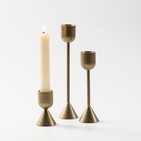 Ensemble de 3 bougeoirs coniques en laiton pièce maîtresse de table bougeoirs décoratifs pour ornements de dîner aux chandelles de réception