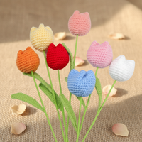 Bunga Tulip Rajut Kecil Aplikasi Hiasan Buatan Tangan Kit Rajut Crochet Bunga Rajut Mewah