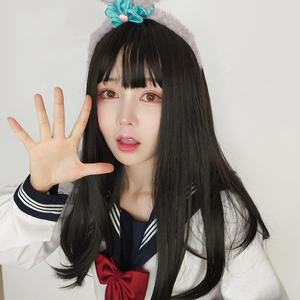 <span class=keywords><strong>Parrucca</strong></span> <span class=keywords><strong>nera</strong></span> diritta lunga 50cm all'ingrosso Cosplay sintetica Anime Halloween Party Peluca <span class=keywords><strong>parrucca</strong></span> Lolita resistente al calore per ragazze - Product Image 2