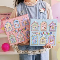Boîte cadeau surprise en papier rose et bleue à thème dessin animé pour enfants