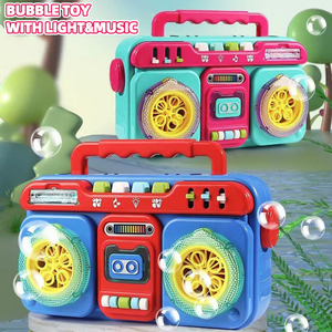 Machine à bulles radio design 10 trous avec lumière et <span class=keywords><strong>musique</strong></span>, jouet à bulles pour enfants, jeu d'extérieur - Product Image 1